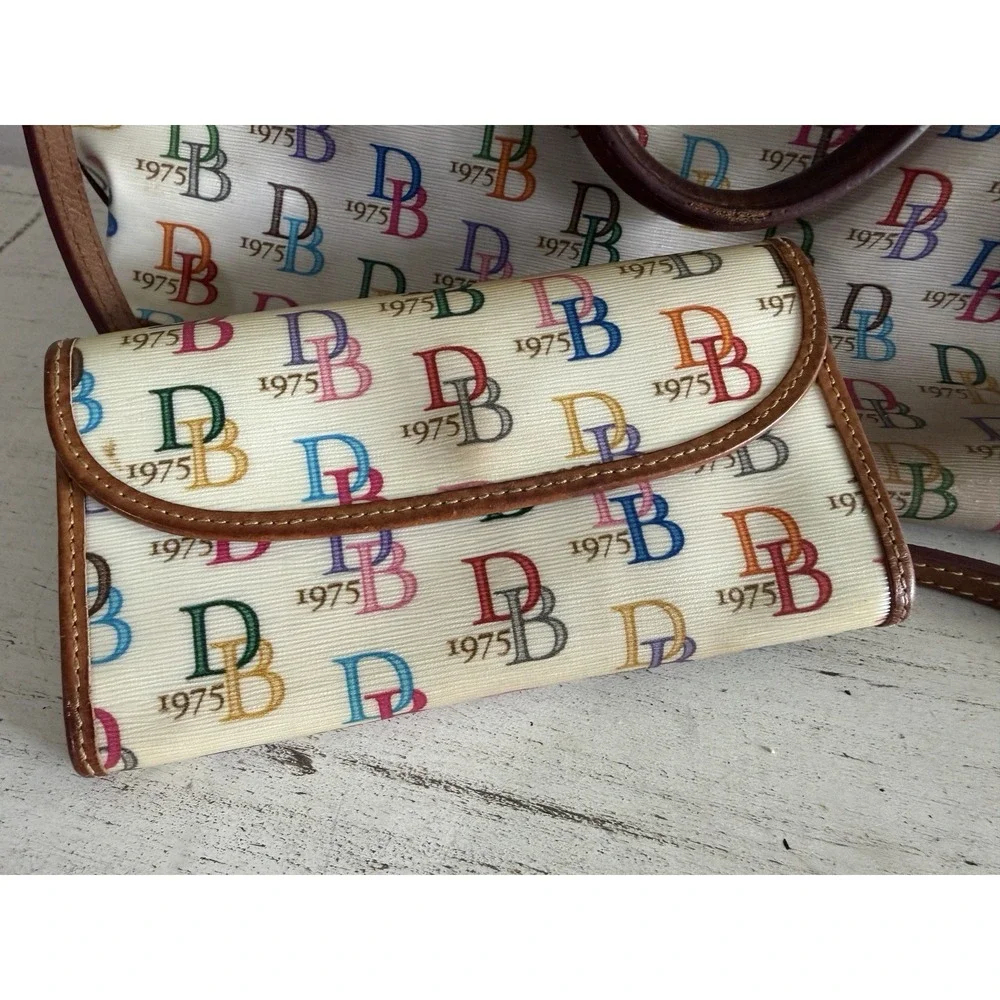 Vintage Dooney And Bourke Rainbow Db 1975 Satchel Bag Purse And Wallet